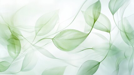 Obraz premium A serene layout of soft green leaves with gentle curves, displayed elegantly on a bright white background.