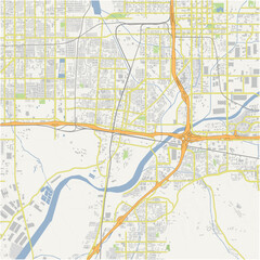Obraz premium Map of Colton in California in a normal road map style. Contains layered vector with roads water, parks, etc.