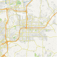 Map of El Cajon in California in a normal road map style. Contains layered vector with roads water, parks, etc.