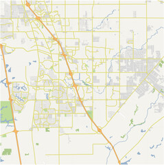 Map of Elk Grove in California in a normal road map style. Contains layered vector with roads water, parks, etc.