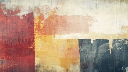 Naklejka premium Abstract Canvas Painting with Red, Yellow, and Blue Hues