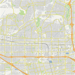 Fototapeta premium Map of Fullerton in California in a normal road map style. Contains layered vector with roads water, parks, etc.