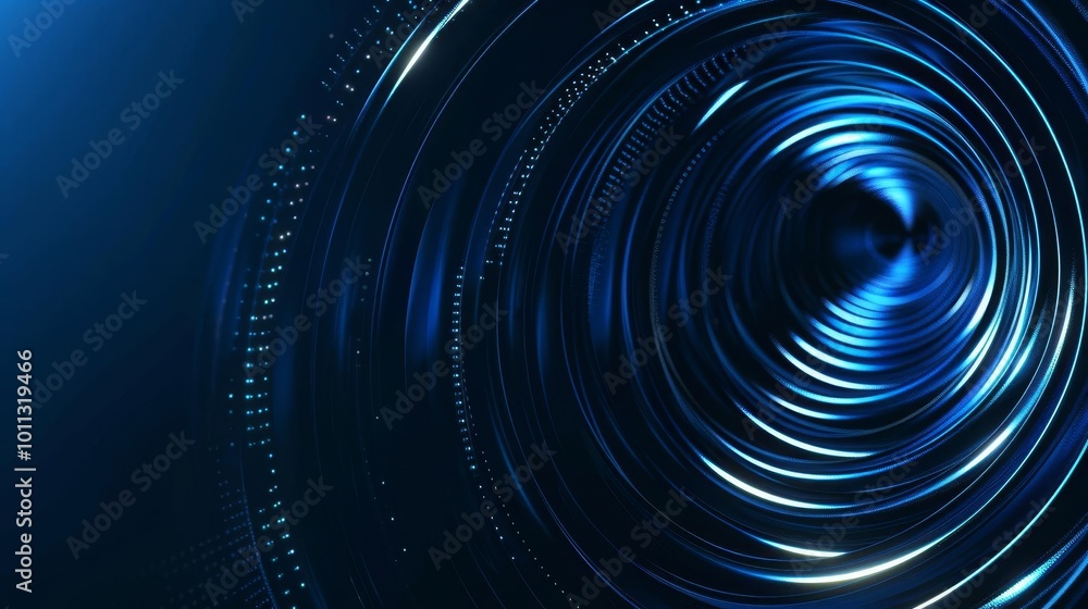 Poster abstract blue circular pattern with glowing light, perfect for technology and futuristic backgrounds