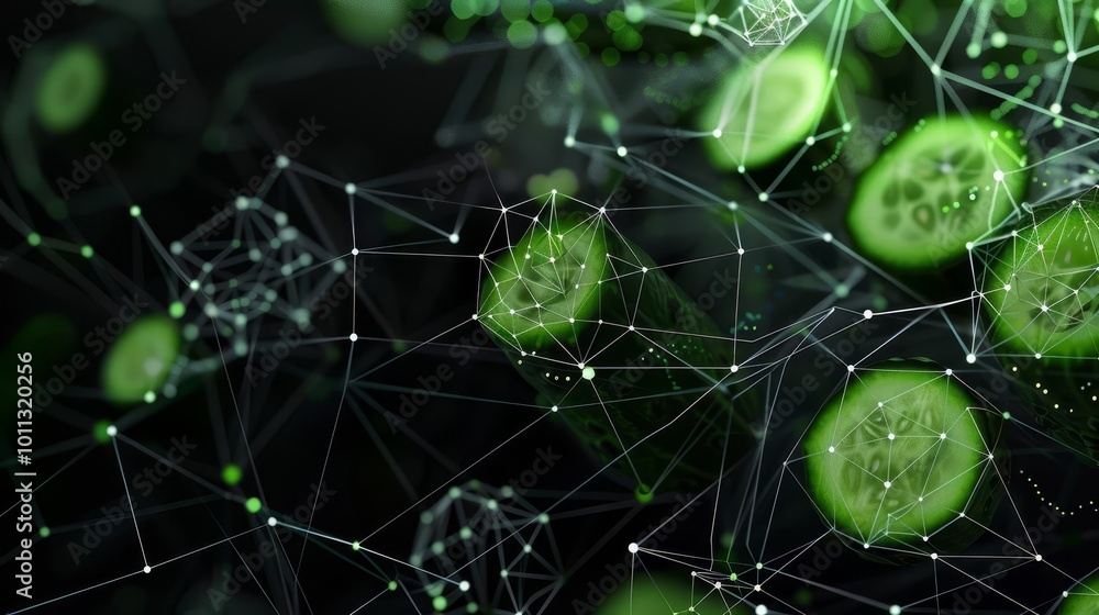 Aufkleber abstract image of cucumber slices with digital connections