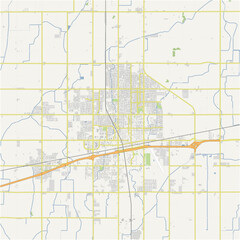 Map of Hanford in California in a normal road map style. Contains layered vector with roads water, parks, etc.