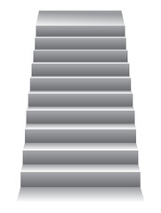 An illustration of a realistic staircases side view, grey steps for pedestal vector template isolated on white background, stairs images isolated on white background.
