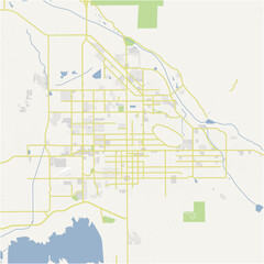 Map of Hemet in California in a normal road map style. Contains layered vector with roads water, parks, etc.