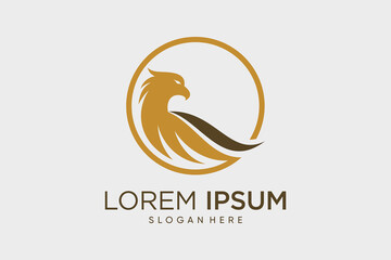 Eagle logo design eagle wings vector illustration with circle concept and creative idea