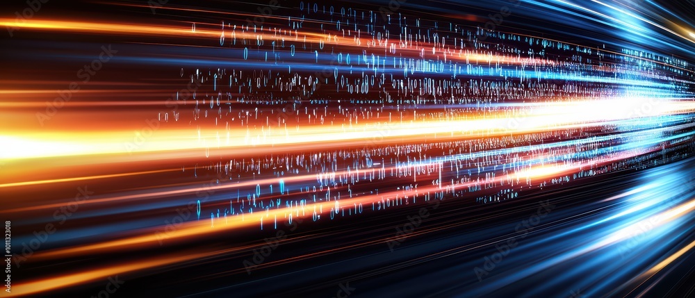 Poster a dynamic background showcasing colorful light streaks and motion blur, creating a sense of speed an