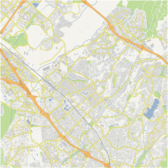 Map of Lake Forest in California in a normal road map style. Contains layered vector with roads water, parks, etc.
