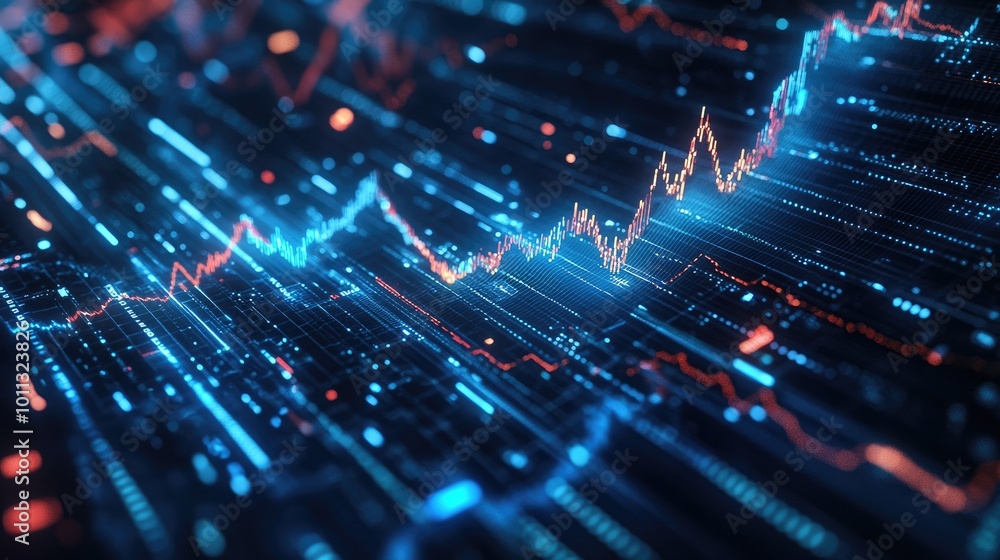 Poster a captivating scene of a digital data matrix with animated graphs and charts, highlighting the dynam