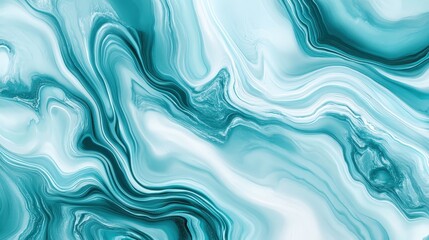 Obraz premium Abstract Swirling Turquoise and White Marble Design