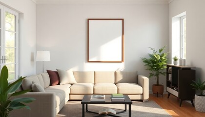 Elegantly Designed 3D Living Room: A Harmonious Blend of Contemporary Style and Cozy Ambiance