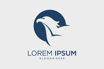 Eagle logo design eagle head vector illustration with circle concept and creative idea