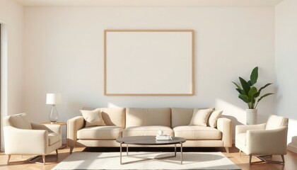 Modern Elegance: Sunlit Minimalist Living Room with Stylish Déco