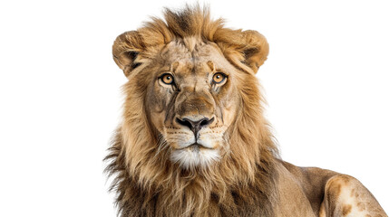 Obraz premium Lion portrait full body shot isolated on transparent background, PNG 