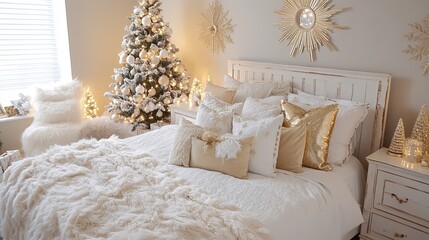 Gold and White Christmas Bedroom Retreat