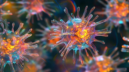 Microscopic View of Virus Particles