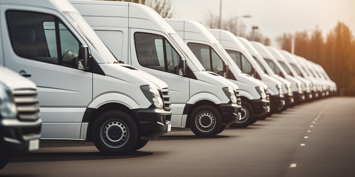 Row of delivery vans.