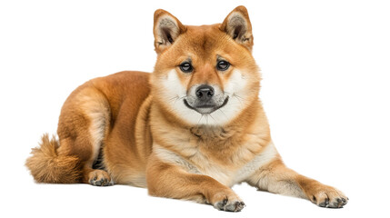 Shiba inu dog full body shot isolated on transparent background, PNG 