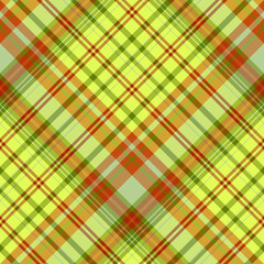 Seamless pattern in magical bright green, red and orange colors for plaid, fabric, textile, clothes, tablecloth and other things. Vector image. 2