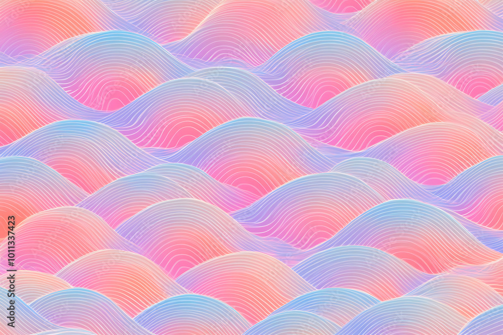Poster qinghai wave pattern seamless pattern with hologram style gradation color