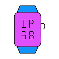 ip68 smart watch waterproof protection line icon vector. ip68 smart watch waterproof protection sign. isolated symbol illustration