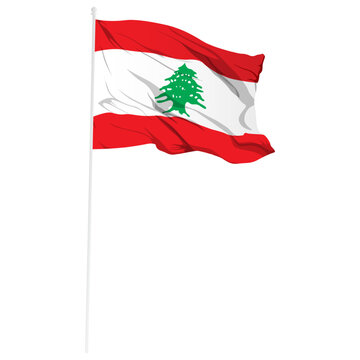recommend clip art: Vector illustration of wavy Lebanon flag on transparent background