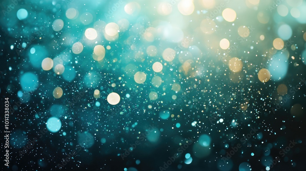Aufkleber elegant abstract mint glitter particles flow gracefully underwater creating a luxurious shimmer a fe
