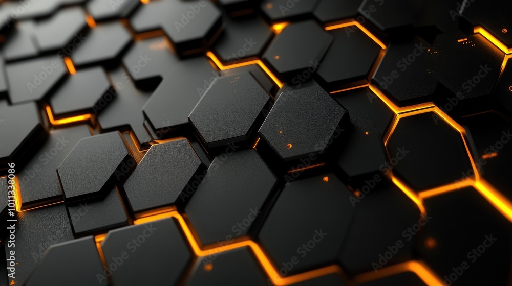 Poster Abstract technological backdrop featuring hexagonal shapes