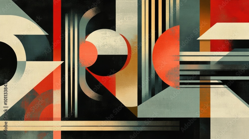 Poster futuristic geometry with art deco elements in a bauhaus inspired design