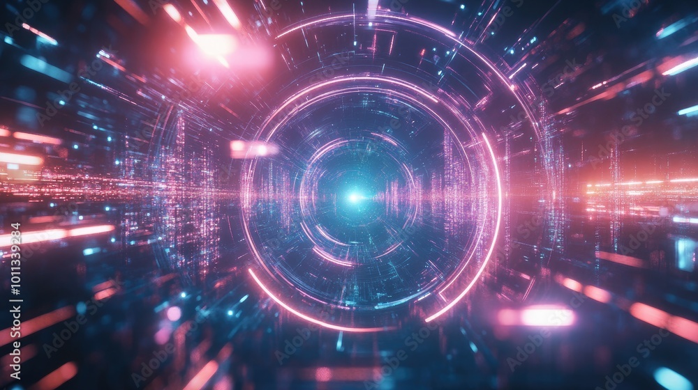 Aufkleber Engaging Holographic Frame with an Illuminated Sci Fi Design Background for Creative Digital Art Projects