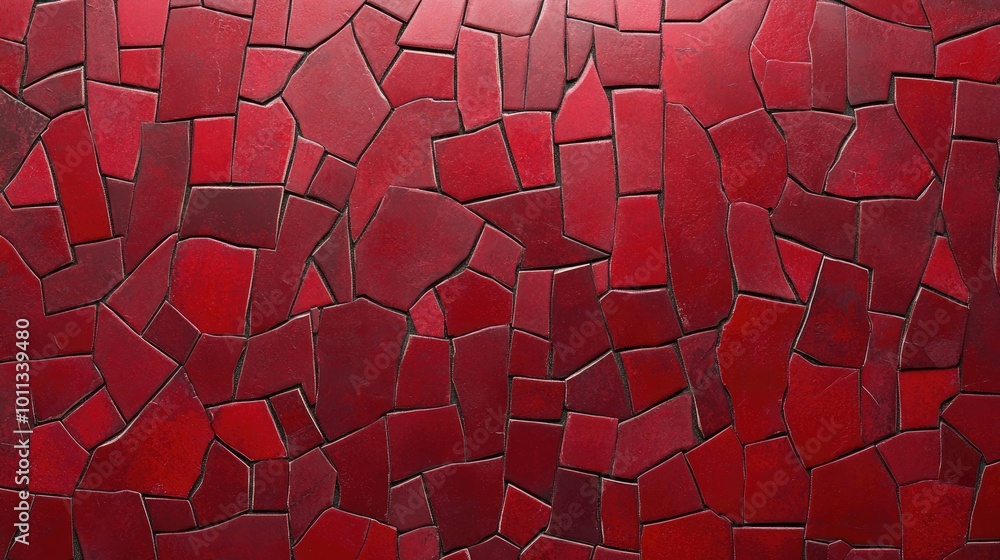 Poster abstract red ceramic mosaic tile texture featuring a concrete cement design suitable for wall or flo