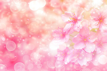 Beautiful Pink Cherry Blossoms with Sparkling Background