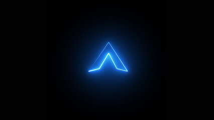 Abstract glowing neon up arrow illustration on black background. Neon up arrow icon.