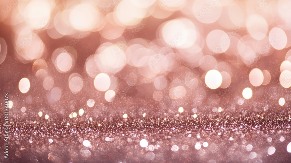 Poster Rose gold glittering bokeh lights create an abstract background suitable for festive occasions