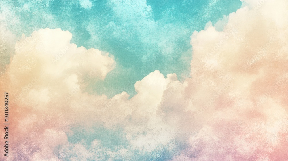 Aufkleber Soft clouds in pastel hues with a grunge texture creating a dreamy and abstract nature background