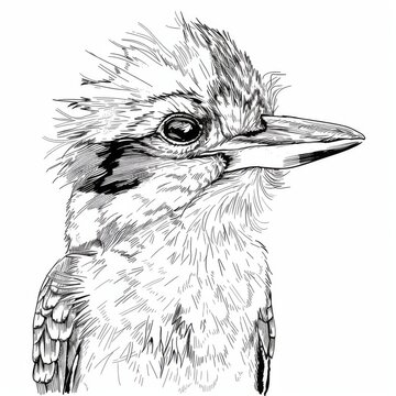 recommend clip art: Line Art of a Kookaburra on a Clean Background