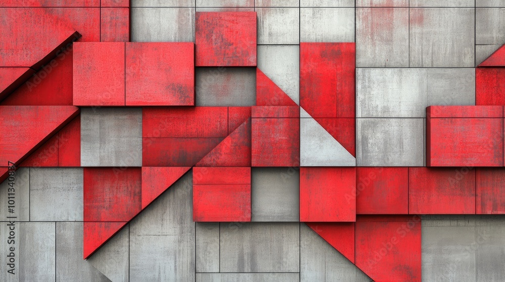 Poster abstract red ceramic mosaic tile texture featuring a concrete cement design suitable for wall or flo