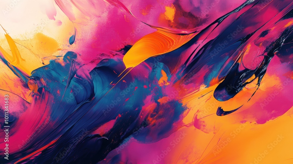 Poster abstract background with a painted like illustration showcasing vibrant colors and dynamic shapes