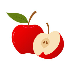 red apple with leaf