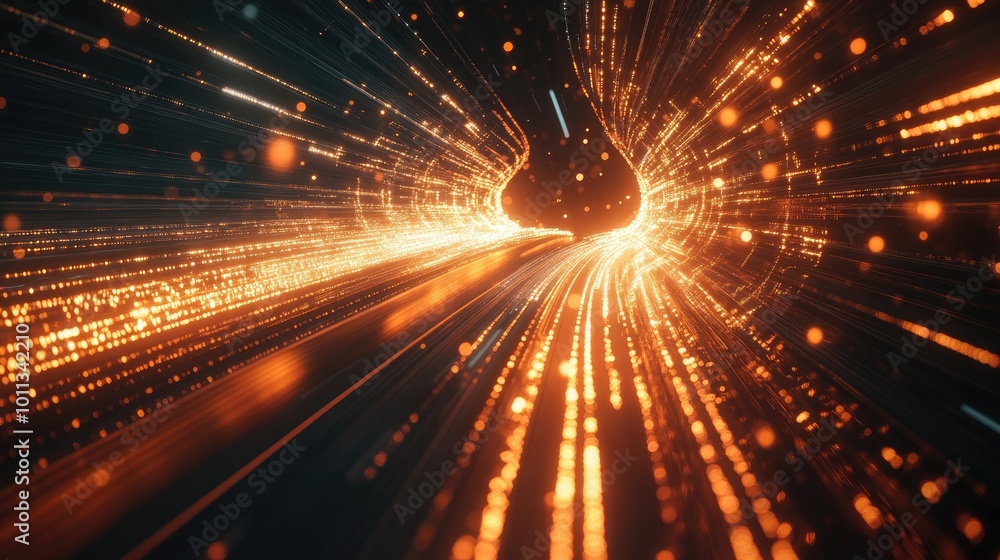 Poster Dynamic technology backdrop featuring an abstract light design illustrating swift motion along a roadway