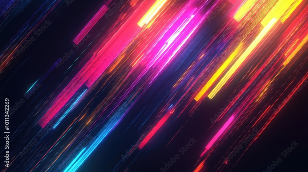 Aufkleber abstract glowing straight lines on a vibrant background in a dark setting
