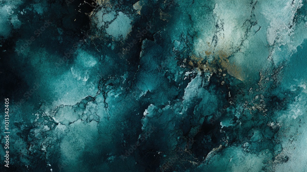 Poster abstract turquoise watercolor texture featuring a stone like appearance accented by a dark vignette 