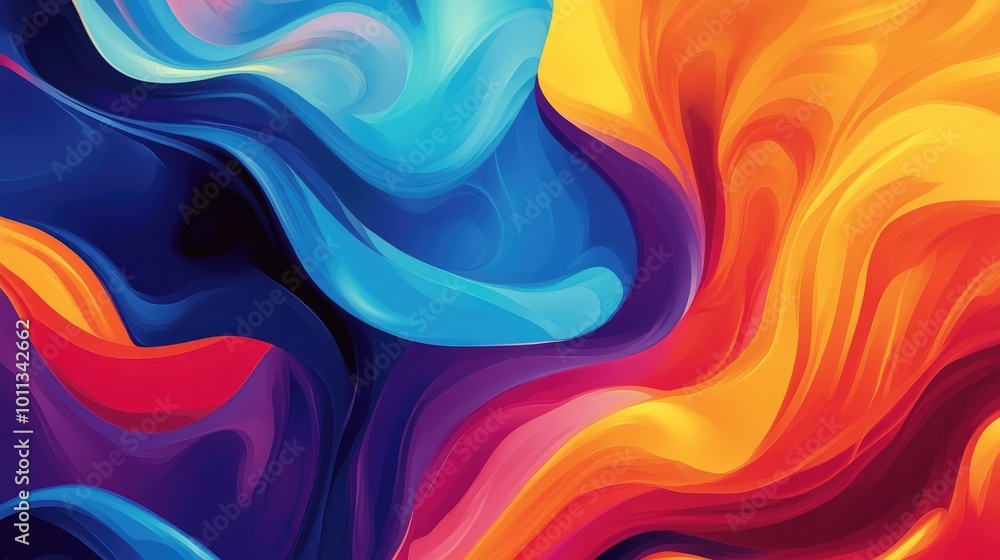 Poster abstract background with a painted like illustration showcasing vibrant colors and dynamic shapes