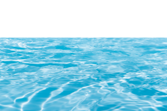 Blue water with ripples on the surface. Defocus blurred transparent blue colored clear calm water surface texture with splashes and bubbles. Water waves with shining pattern texture background.