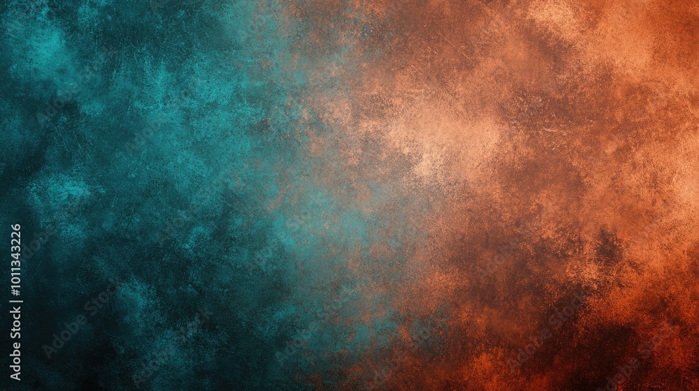 Poster grainy textured background featuring a blend of brown orange and blue hues complemented by a dark mo