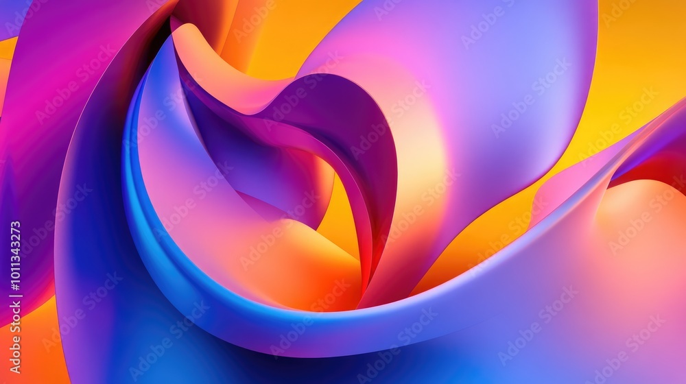 Aufkleber Vibrant and contemporary 3D abstract rendering featuring a colorful gradient ideal for use as an illustration for an annual meeting backdrop