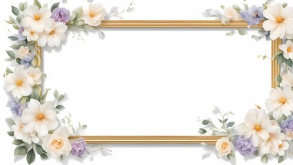 frame of flowers and butterflies