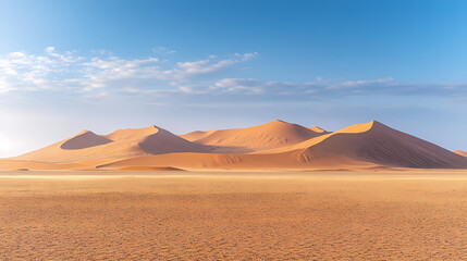 An aerial view of the Sahara desert at sunset. A panorama of desert landscape.